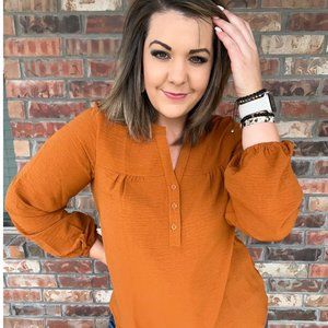 Jodifl  Bop To The Top Puff Sleeve Blouse In Pumpkin Medium